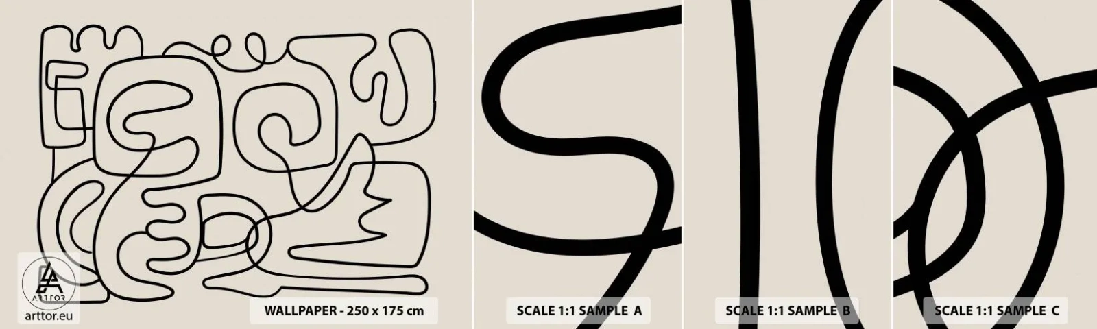 Vzor Fototapety Samolepicí Deluxe Sticker - Podle stopy - Abstrakce, Kus, Kresba tužkou - 100x30 cm