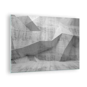 Obraz na skle - Geometrická betonová struktura v odstínech šedé - 70x50cm - Skutečná výzva - Moderní nástěnná dekorace do obývacího pokoje a ložnice ARTTOR