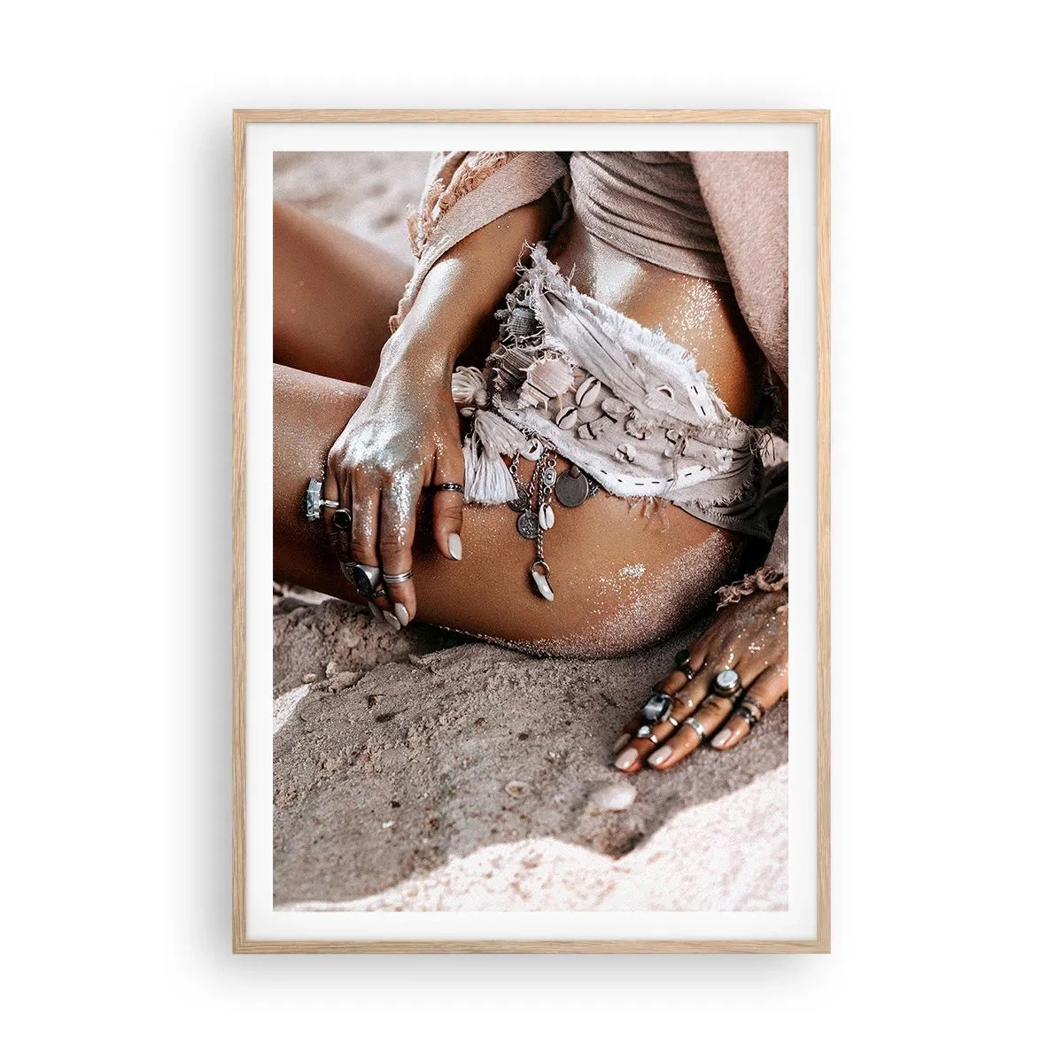 Plakát v rámu světlý dub - Vyplavena na břeh? - 70x100 cm