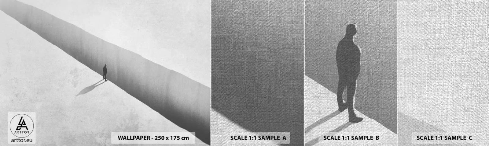 Vzor Fototapety Premium Canvas - Jasný cíl - Propast, Minimalismus, Muž - 100x30 cm