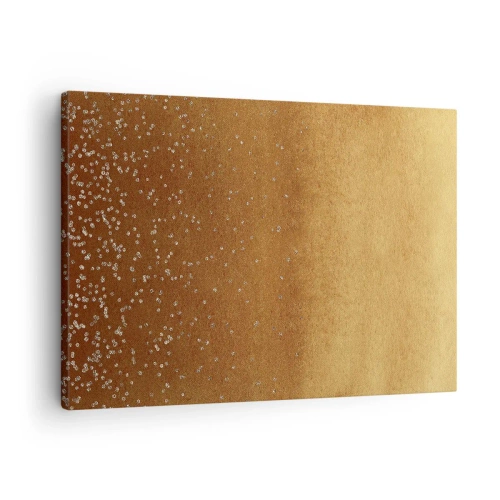 Obraz na plátně - Zlatý gradient s jemným třpytem a zdobením - 70x50cm - Zrození světla - Moderní nástěnná dekorace do obývacího pokoje a ložnice ARTTOR