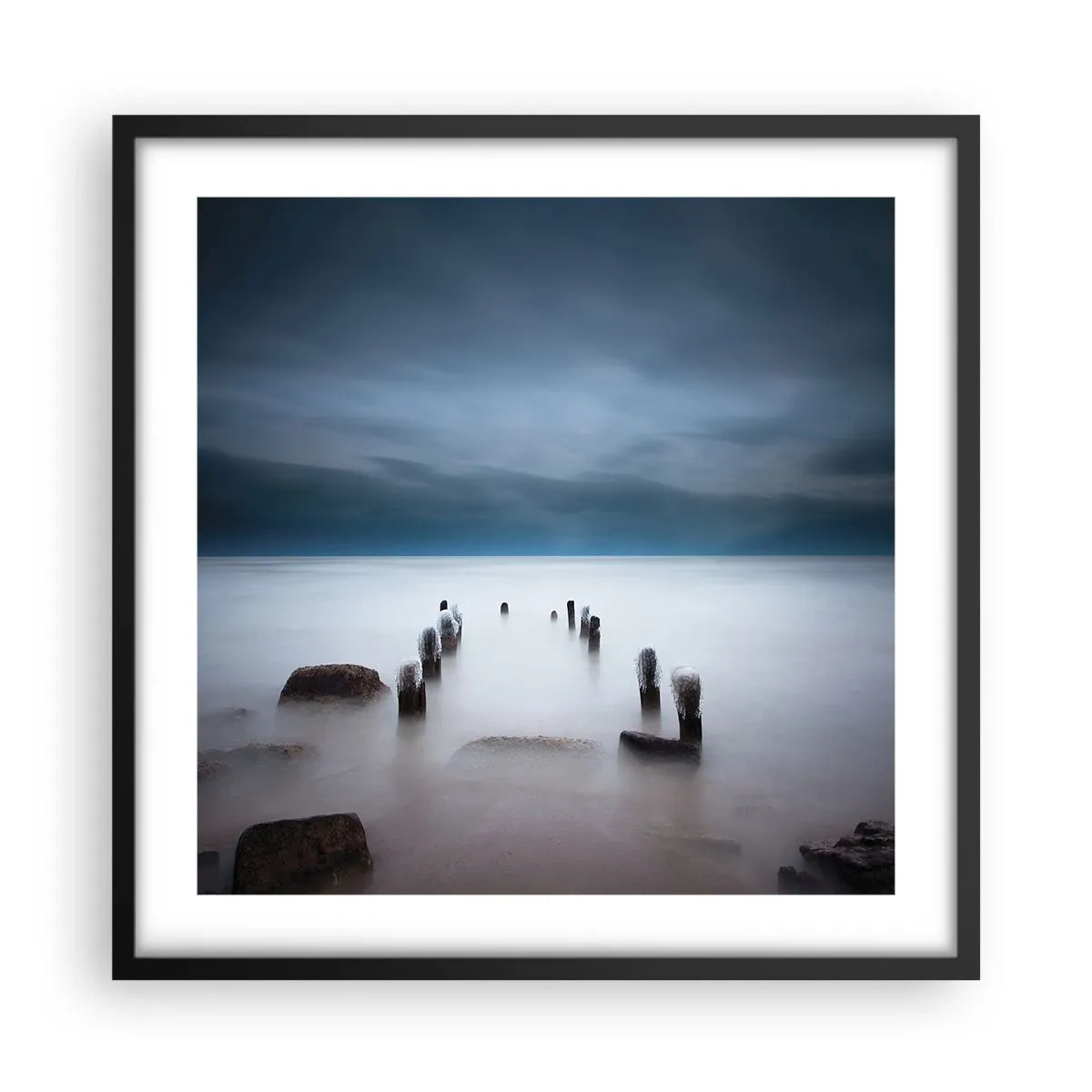 Plakát v černém rámu - Zamyšlené jezero - 50x50 cm