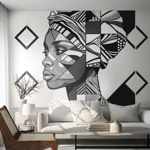 Fototapeta Premium Sand - Etnický portrét - Portrét, Afro-Američan, Turban - 100x70 cm