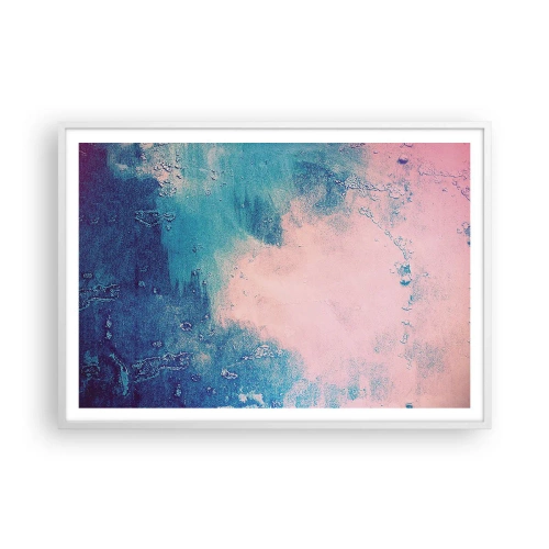 Plakát v bílém rámu - Modrá objetí - 100x70 cm