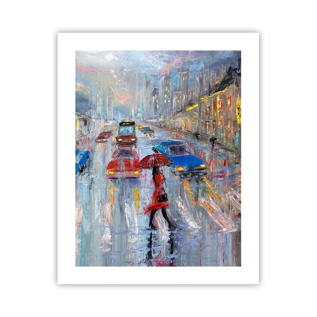 Plakát - Deštivé odpoledne ve městě - 40x50 cm