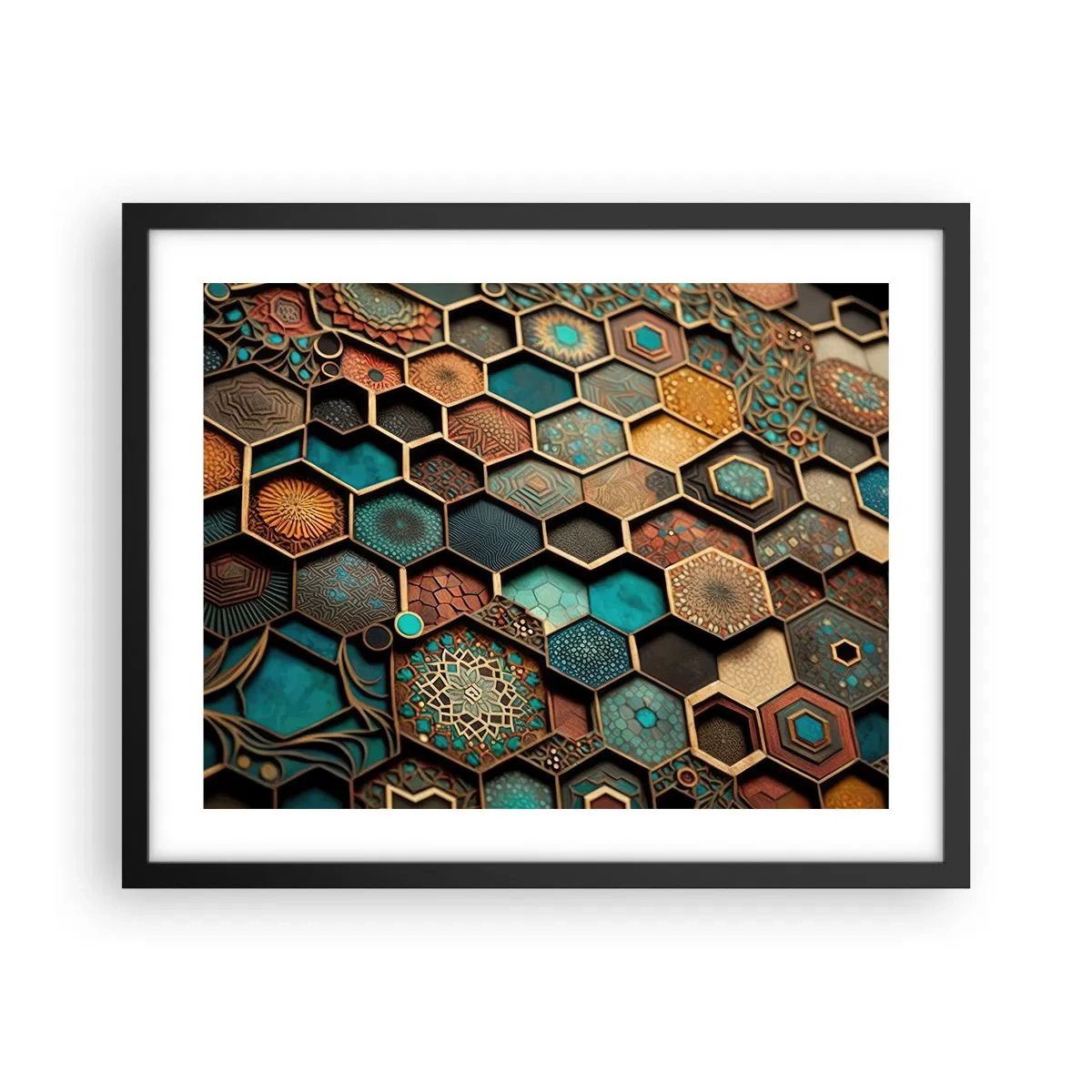 Plakát v černém rámu - Arabské ornamenty – variace - 50x40 cm