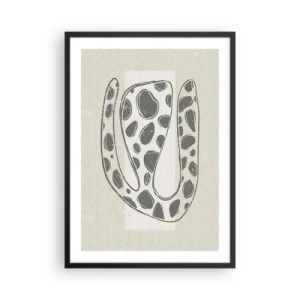 Plakát v černém rámu - Abstraktní organická forma v odstínech šedé - 50x70cm - Bizarní bytost - Moderní nástěnná dekorace do obývacího pokoje a ložnice ARTTOR