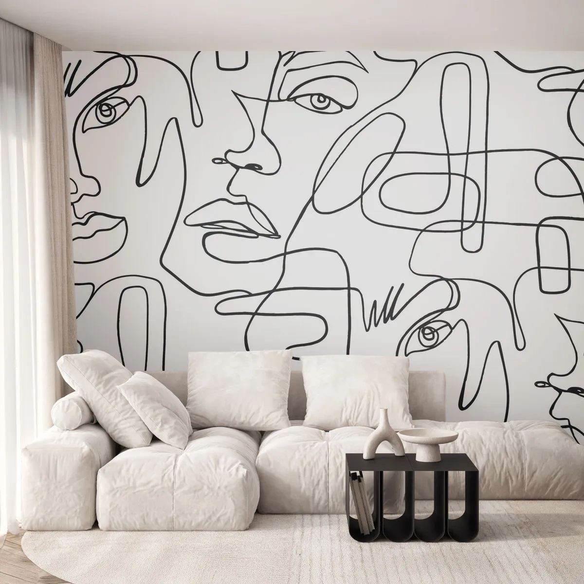 Fototapeta Premium Canvas - Ve spletených emocích - Tváře, Čára, Oči - 250x175 cm