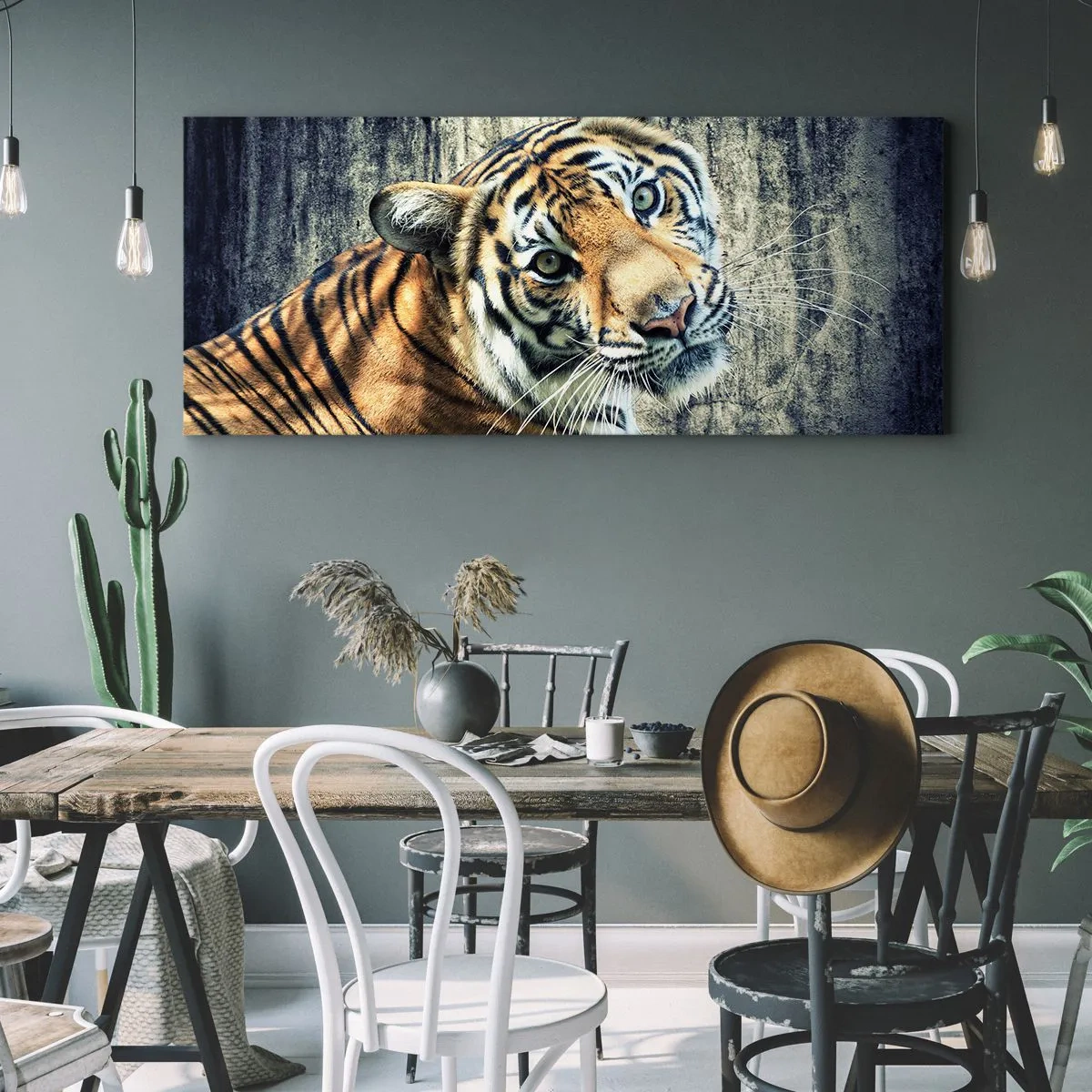Obraz na plátně - Portrét v pramenech světla - 100x40 cm