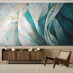 Fototapeta Premium Canvas - Modrá abstrakce se zlatým motivem - Kus, Art Deco, Jemný - 250x175 cm