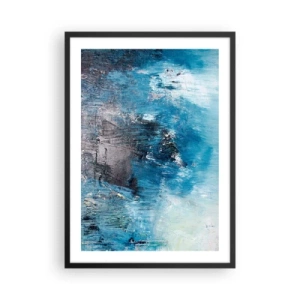 Plakát v černém rámu - Abstraktní kompozice v odstínech modré - 50x70cm - Rapsodie v modrém - Moderní nástěnná dekorace do obývacího pokoje a ložnice ARTTOR