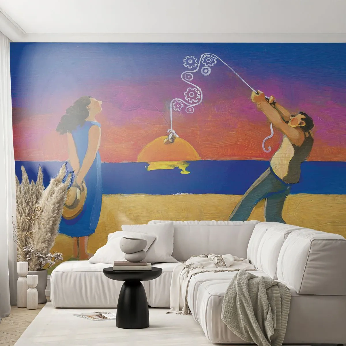 Fototapeta Premium Canvas - Více než hvězda z nebe - Abstrakce, Žena a muž, Malování - 250x175 cm