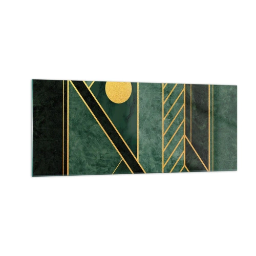 Obraz na skle - Dynamika zlata a lazuritu - 100x40 cm