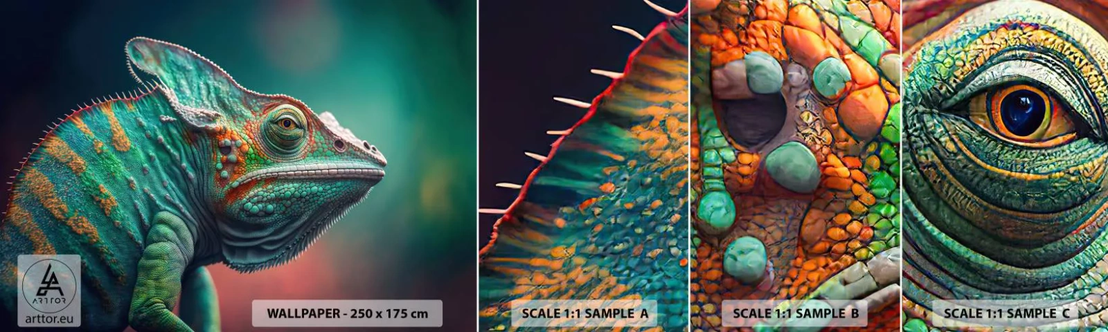 Vzor Fototapety Samolepicí Deluxe Sticker - Vidíš mě? To není dobré… - Chameleón, Zvířata, Plaz - 100x30 cm