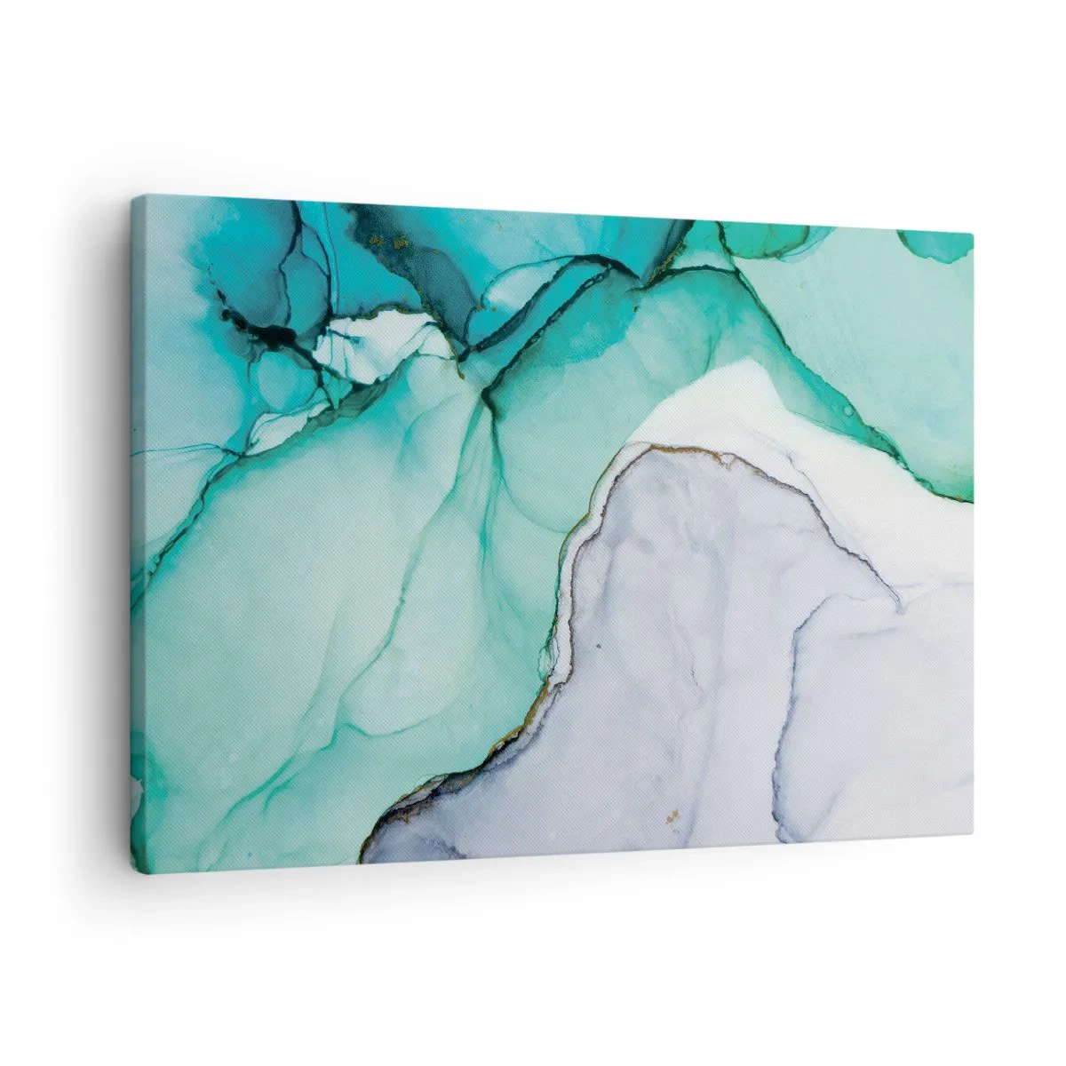 Obraz na plátně - Abstraktní vzor v odstínech tyrkysové a bílé - 70x50cm - Studie v tyrkysové - Moderní nástěnná dekorace do obývacího pokoje a ložnice ARTTOR