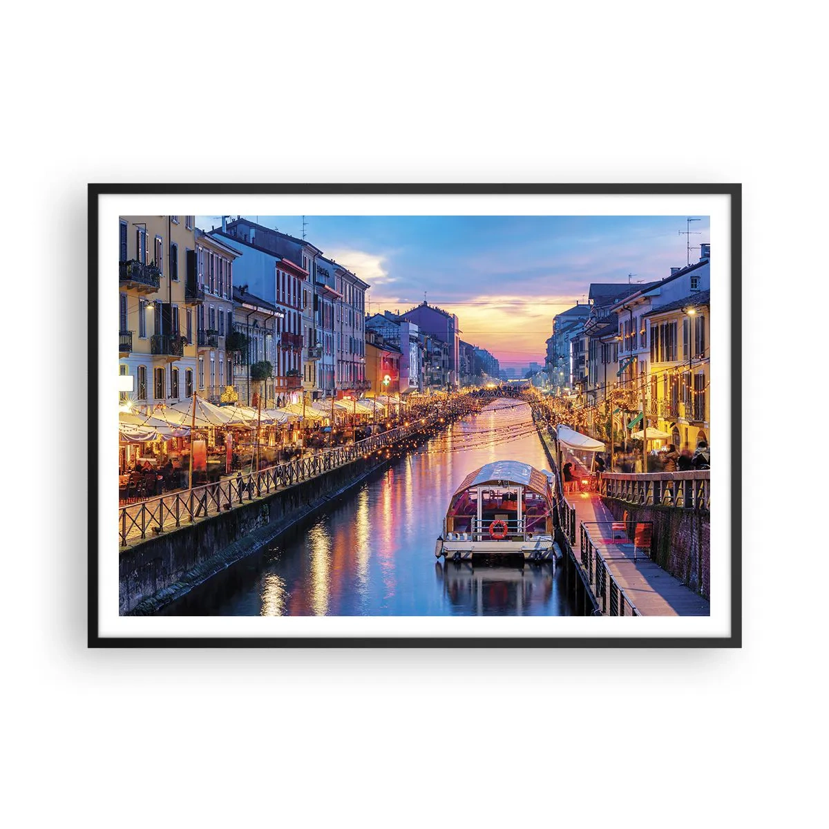 Plakát v černém rámu - Večer plný světla a zábavy - 100x70 cm