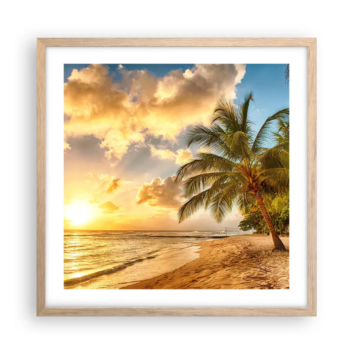 Plakát v rámu světlý dub - Věčné léto, vždy prázdniny - 50x50 cm