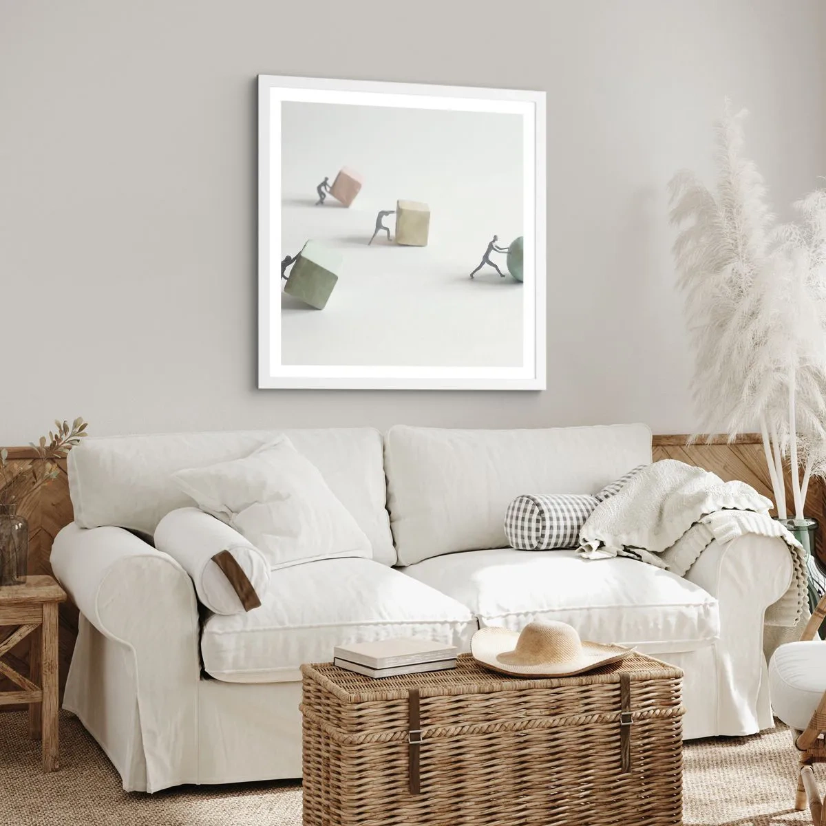 Plakát v bílém rámu - Život samotný - 60x60 cm