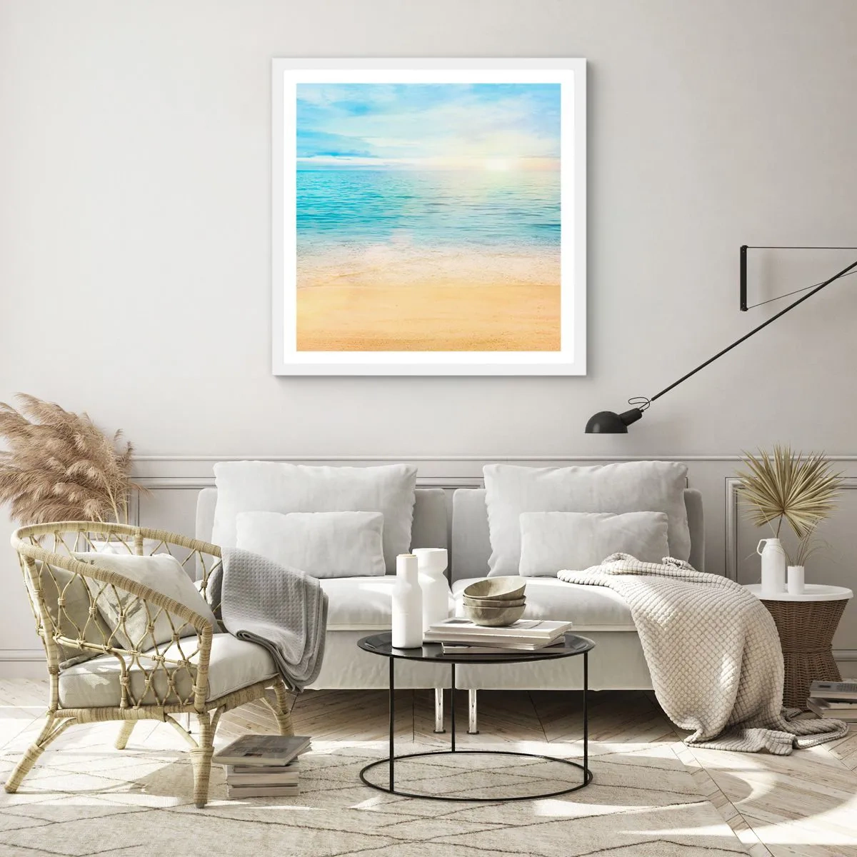 Plakát v bílém rámu - Velká modř - 50x50 cm