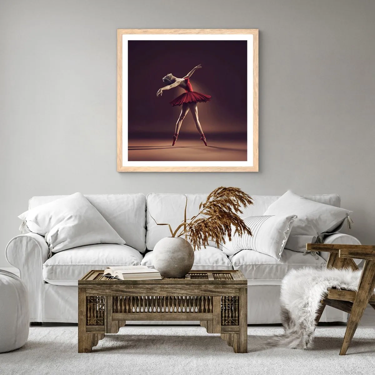 Plakát v rámu světlý dub - Prima balerína - 60x60 cm