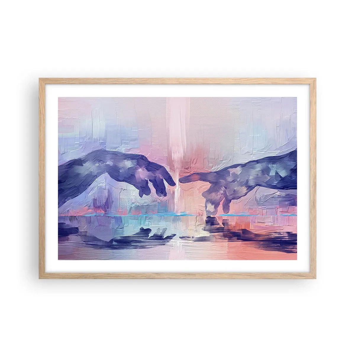 Plakát v rámu světlý dub - Božská jiskra života - 70x50 cm