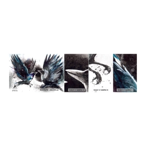 Vzor Fototapety Samolepicí Deluxe Sticker - Havran havranovi… - Abstrakce, Pták, Zvířata - 100x30 cm