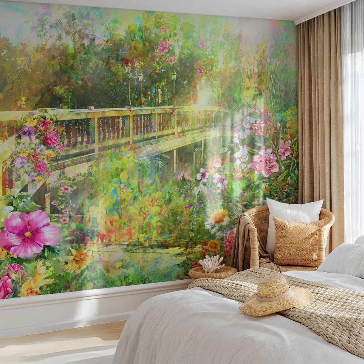 Fototapeta Premium Canvas - Můstek jarního vzdychání - Krajina, Květiny, Zahrada - 250x175 cm