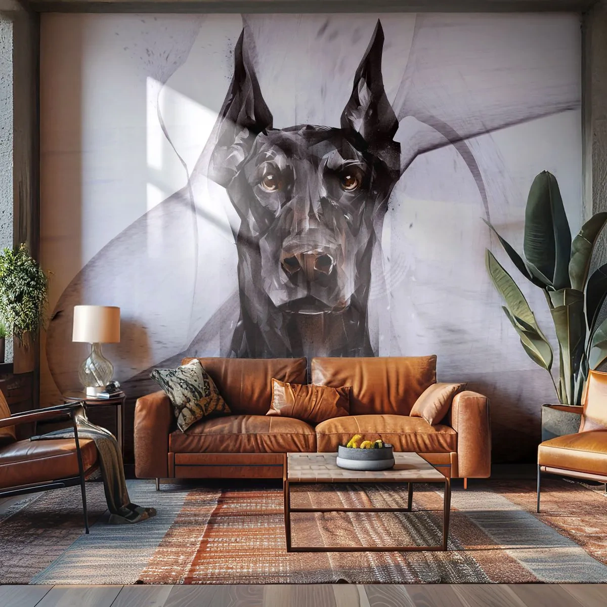 Fototapeta Samolepicí Deluxe Sticker - Z urozeného rodu - Abstrakce, dobrman, Pes - 250x175 cm