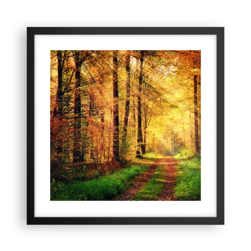Plakát v černém rámu - Lesně-zlaté ticho - 40x40 cm