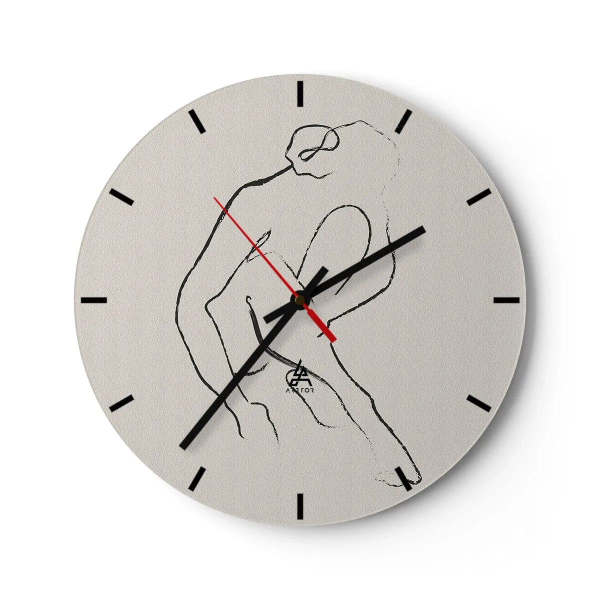 Nástěnné hodiny - Jemná skica ženské siluety na světlém pozadí - 30x30cm - Intimní skica - Moderní nástěnná dekorace do obývacího pokoje, kuchyně a ložnice ARTTOR