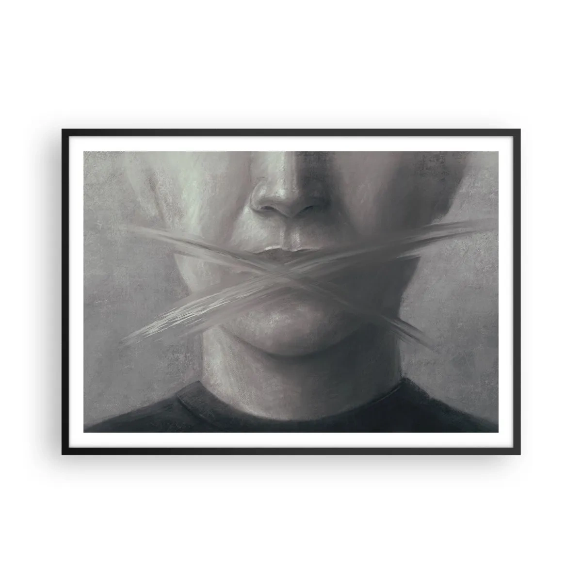 Plakát v černém rámu - Ani slovo - 100x70 cm
