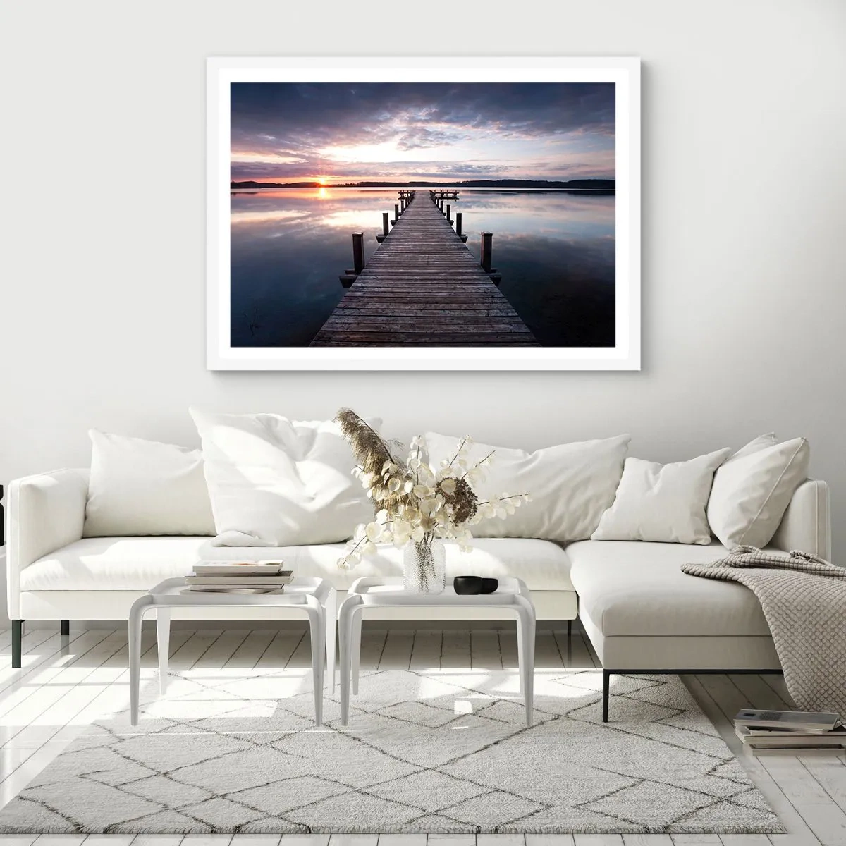 Plakát v bílém rámu - Tichá hranice mezi dnem a nocí - 40x30 cm