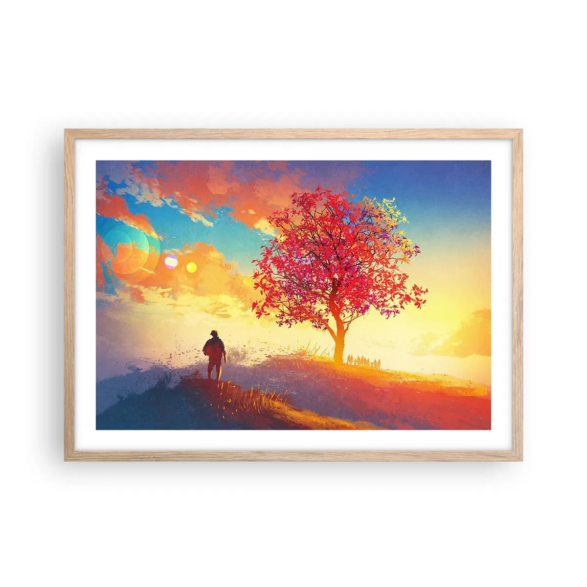 Plakát v rámu světlý dub - Poutník u cíle - 70x50 cm