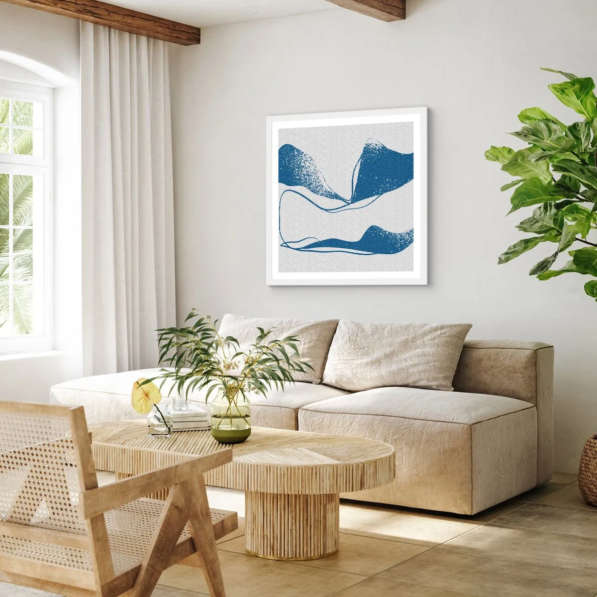 Plakát v bílém rámu - Okřídlená abstrakce - 40x40 cm