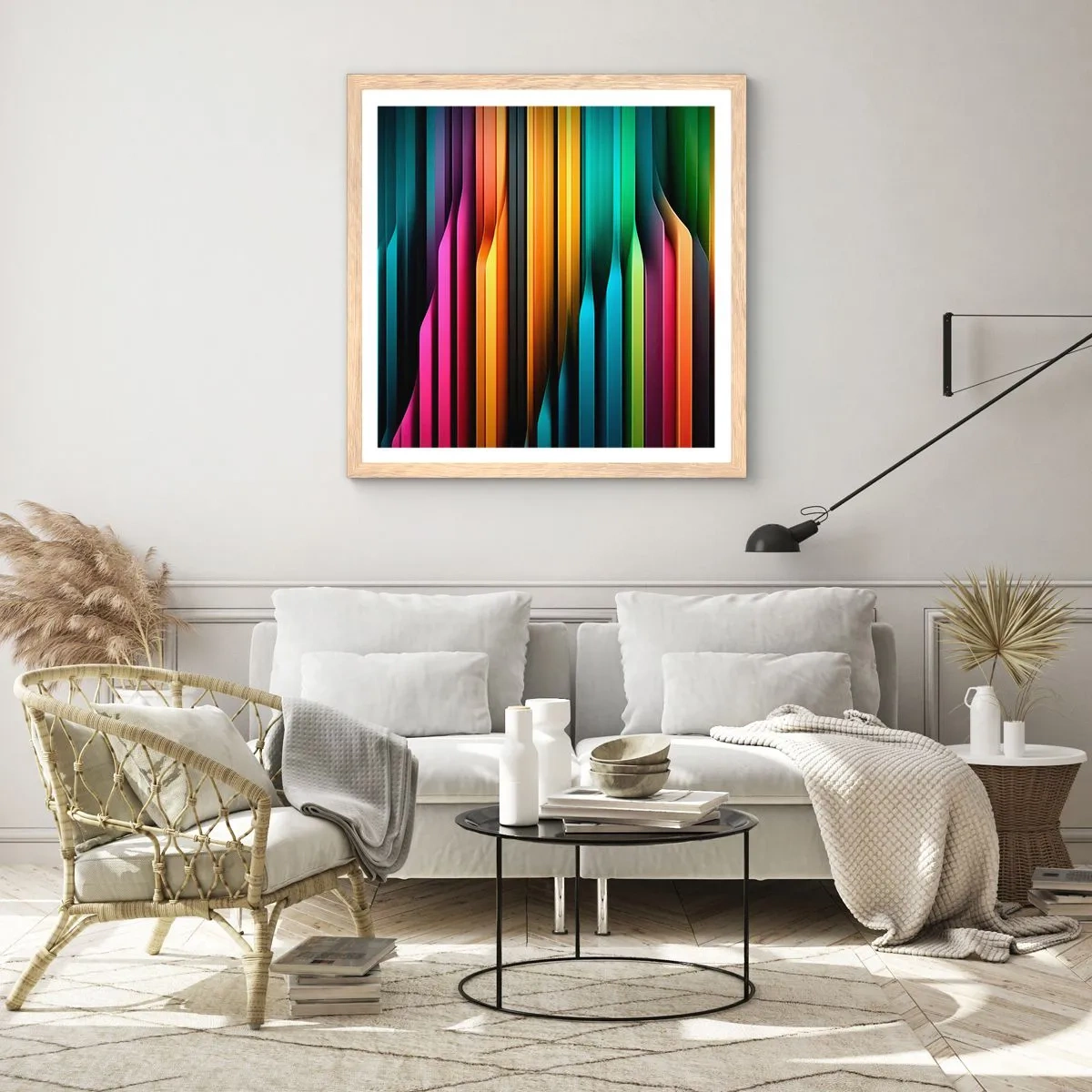 Plakát v rámu světlý dub - Světelné varhany - 30x30 cm