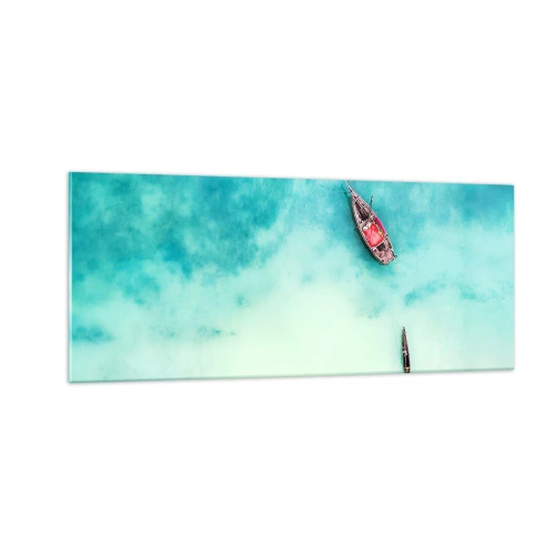 Obraz na skle - Protože na plážích Zanzibaru, když je přebytek vody… - 100x40 cm