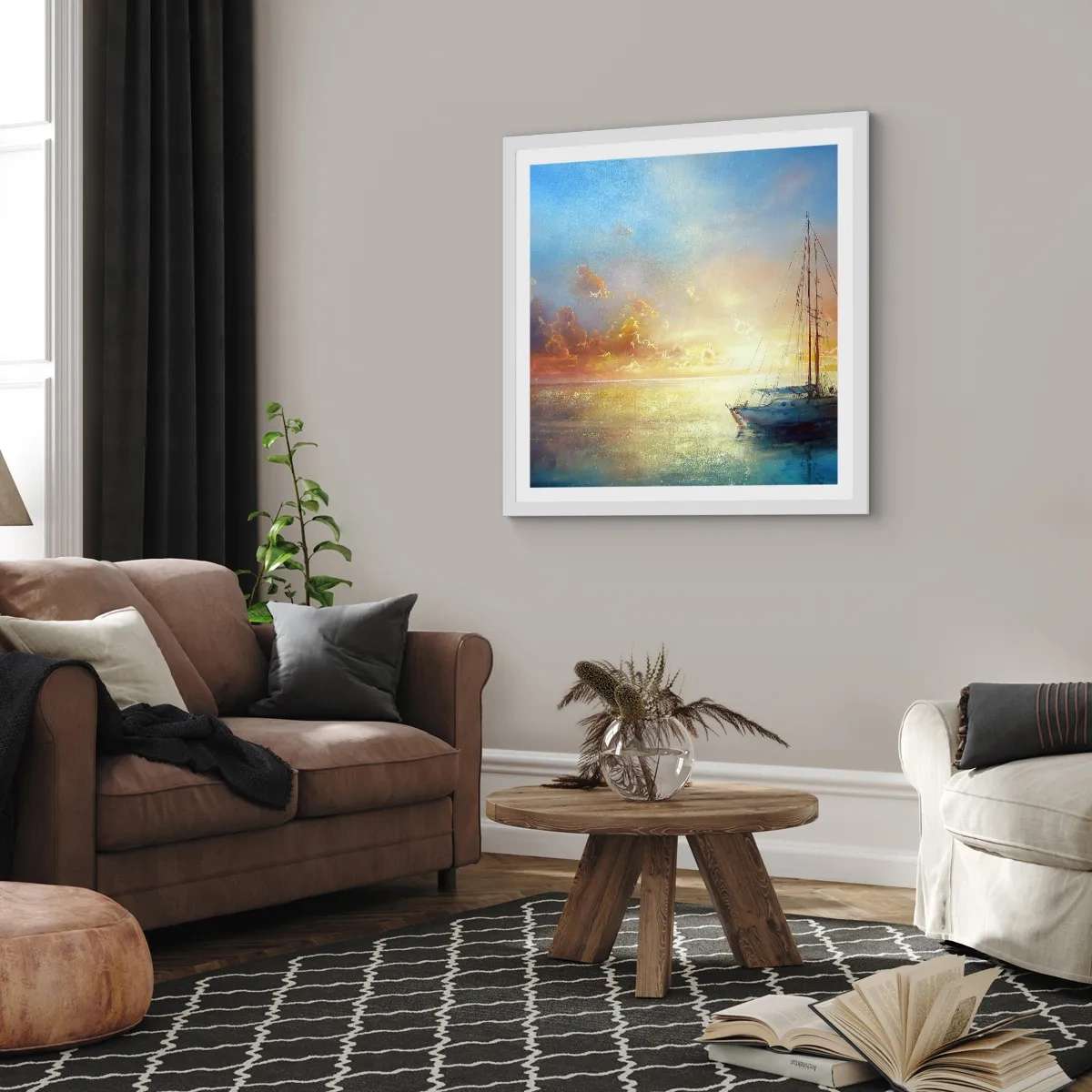 Plakát v bílém rámu - Ve zlatém zálivu - 60x60 cm