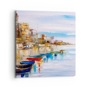 Obraz na plátně - Vícebarevný městský přístav - 70x70 cm