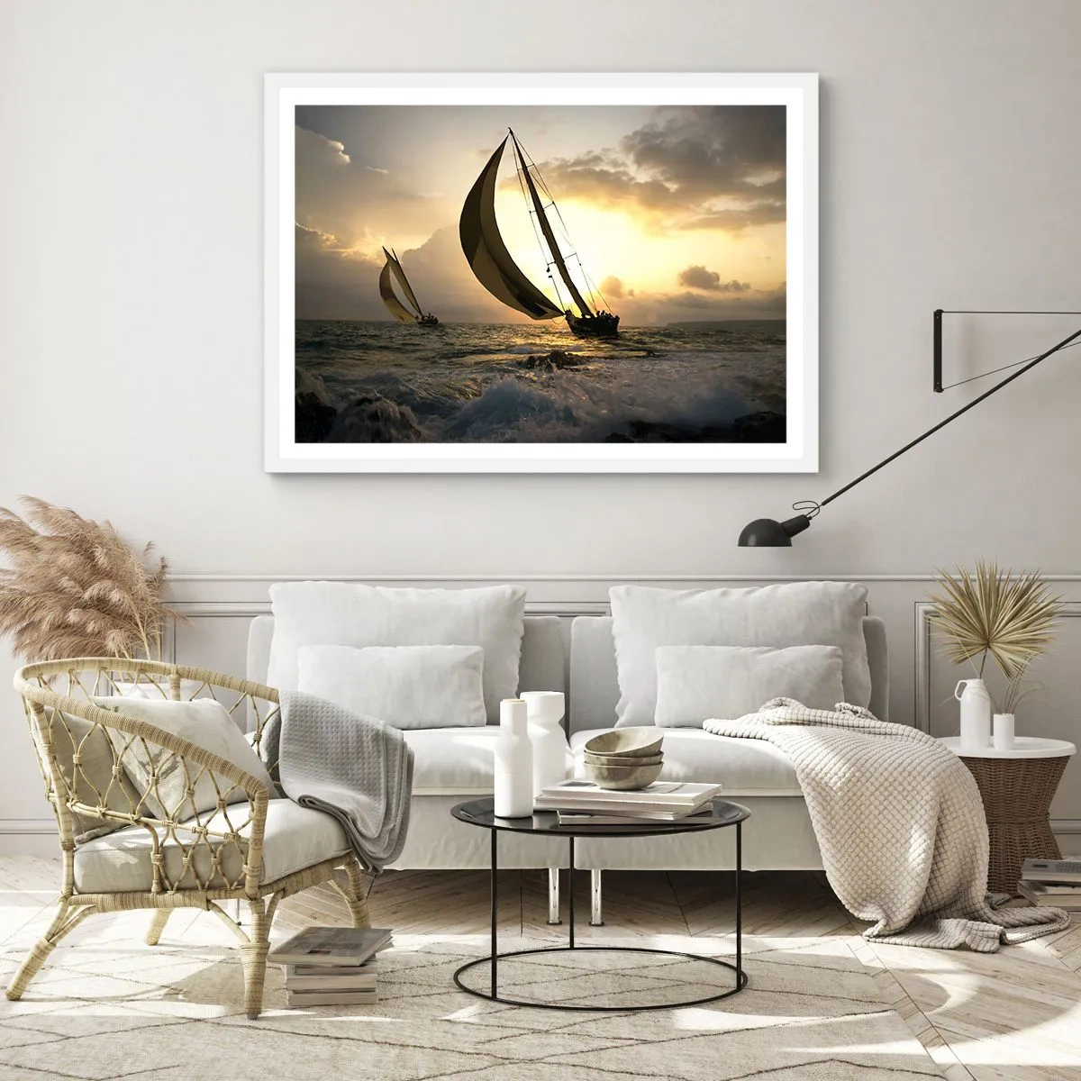 Plakát v bílém rámu - S větrem a proti větru - 70x50 cm