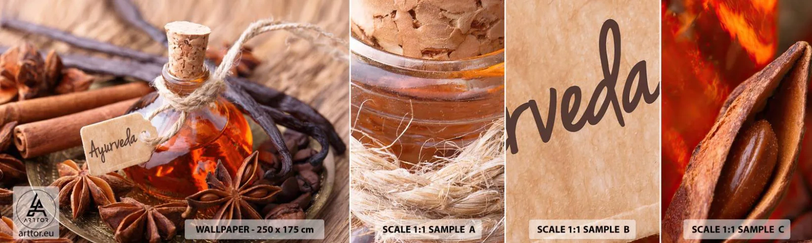 Vzor Fototapety Samolepicí Deluxe Sticker - K jednotě těla a ducha - Skořice, Anýz, Vanilka - 100x30 cm