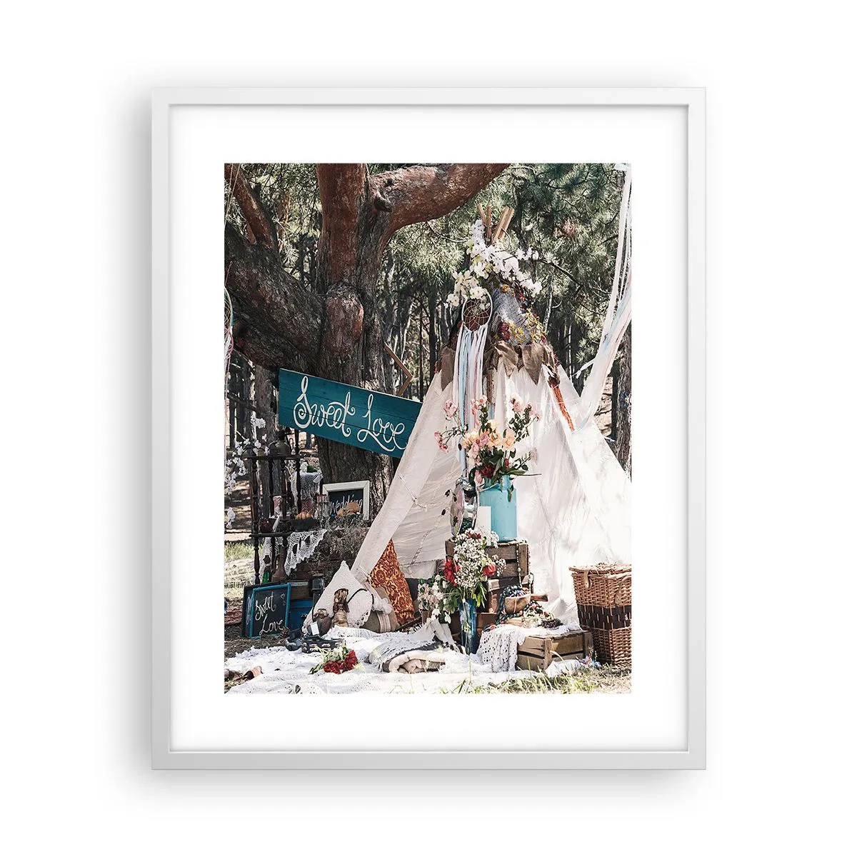 Plakát v bílém rámu - Make love… - 40x50 cm