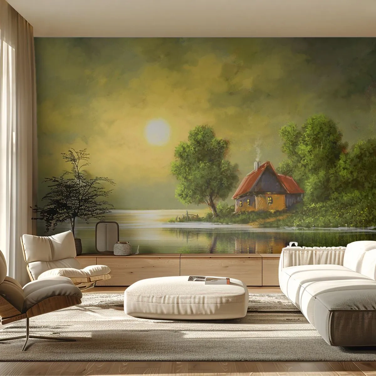 Fototapeta Premium Sand - Krásně, jako z obrázku - Krajina, Venkovský dům, Plachetnice - 350x256 cm