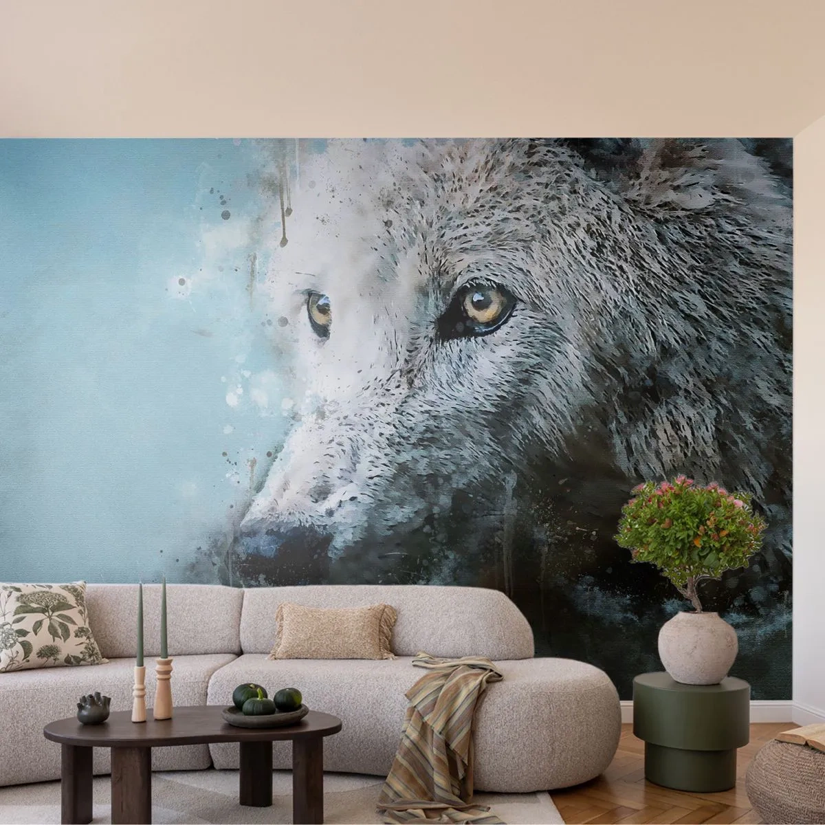 Fototapeta Samolepicí Deluxe Sticker - Seznamte se s vlčí duší - Zvířata, Vlk, Dravec - 250x175 cm
