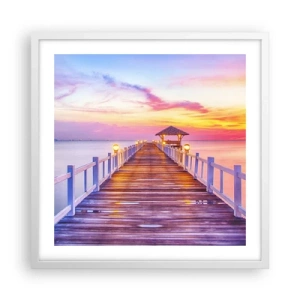 Plakát v bílém rámu - Liliově-zlaté ticho večera - 50x50 cm