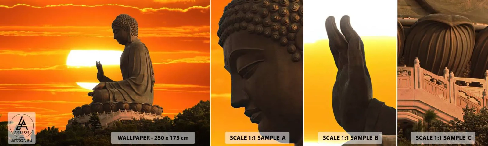 Vzor Fototapety Samolepicí Deluxe Sticker - Bez strachu ze světa - Asie, Buddha, Kultura - 100x30 cm