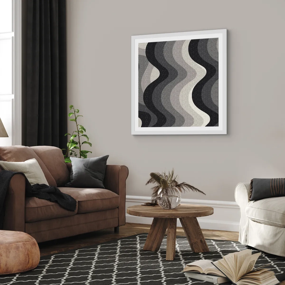 Plakát v bílém rámu - Vlna za vlnou - 30x30 cm