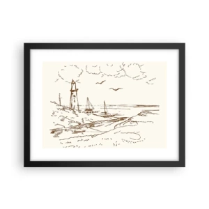 Plakát v černém rámu - Náčrt letních vzpomínek - 40x30 cm