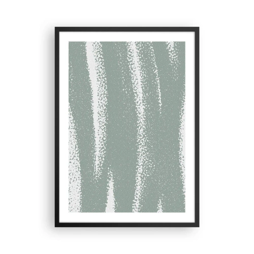 Plakát v černém rámu - Minimalistická kompozice v odstínech zelené a bílé - 50x70cm - Abstrakce v zimním stylu - Moderní nástěnná dekorace do obývacího pokoje a ložnice ARTTOR