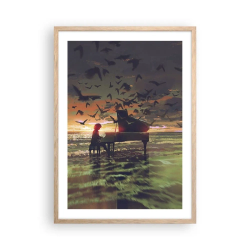 Plakát v rámu světlý dub - Koncert na piano a vlny - 50x70 cm