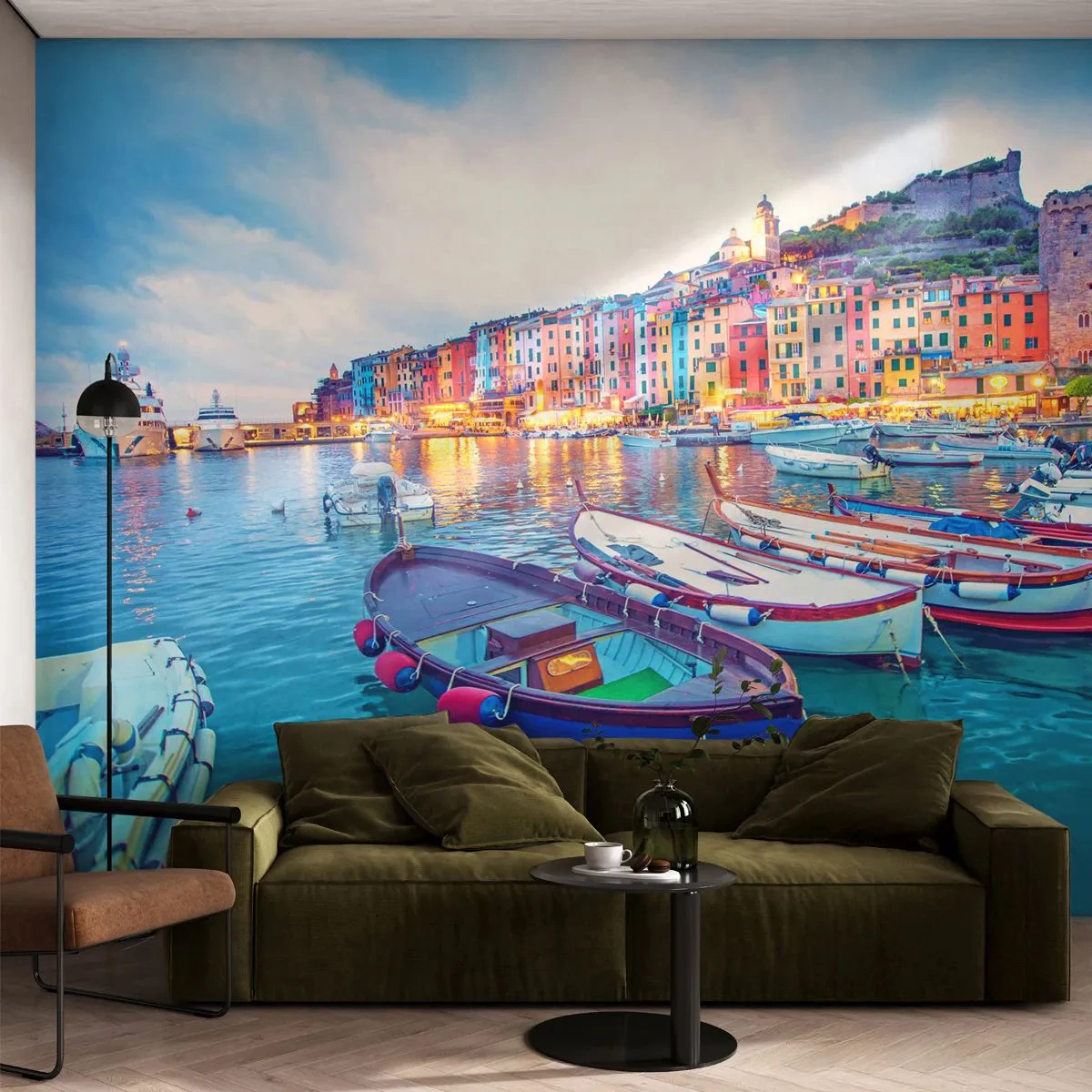 Fototapeta Premium Canvas - Barevný večer v přístavu - Přístavní město, Architektura, Krajina - 400x280 cm